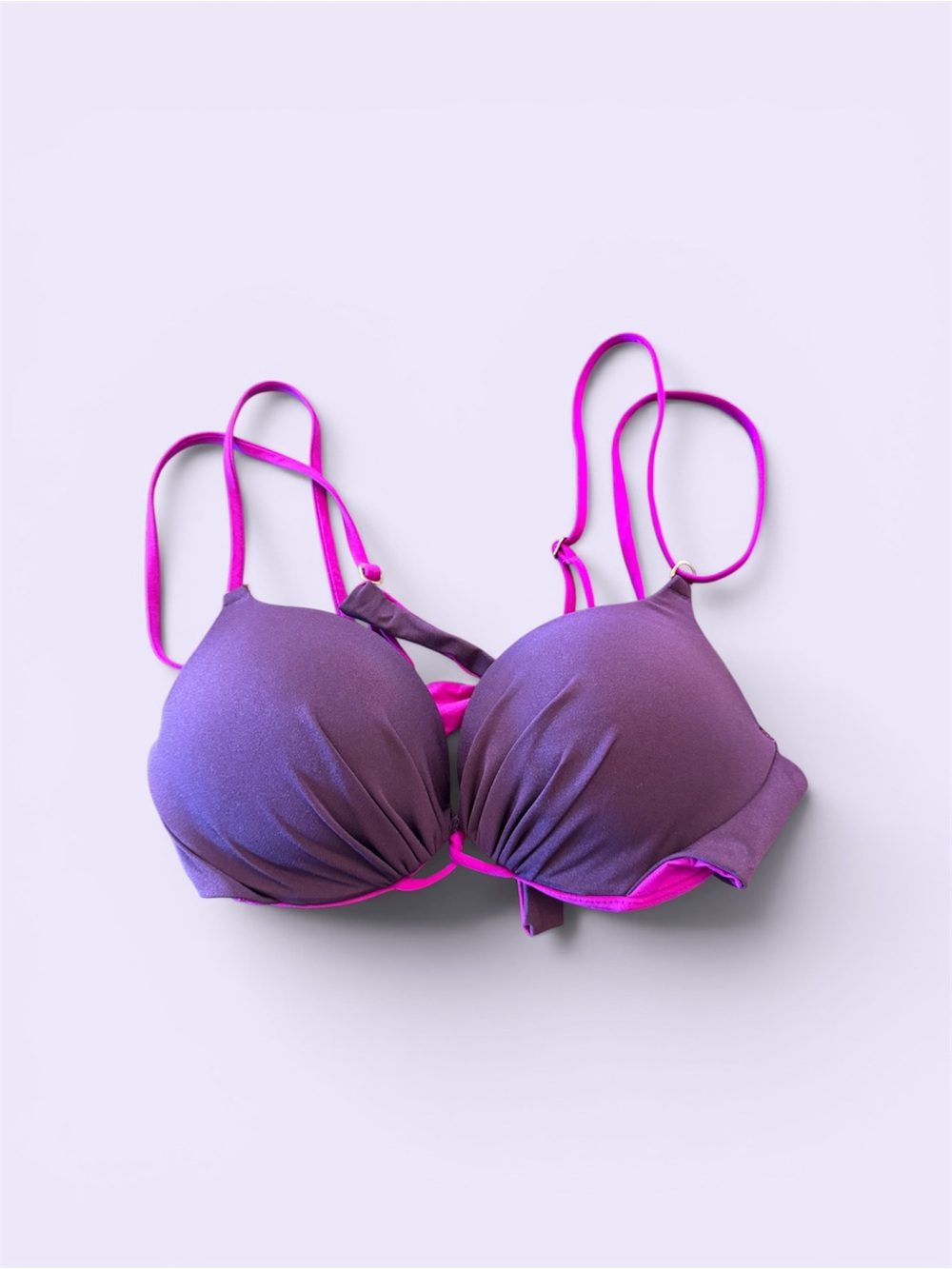 NWT Two-Tone Plum fuchsia Padded Bikini Top - Women Swim